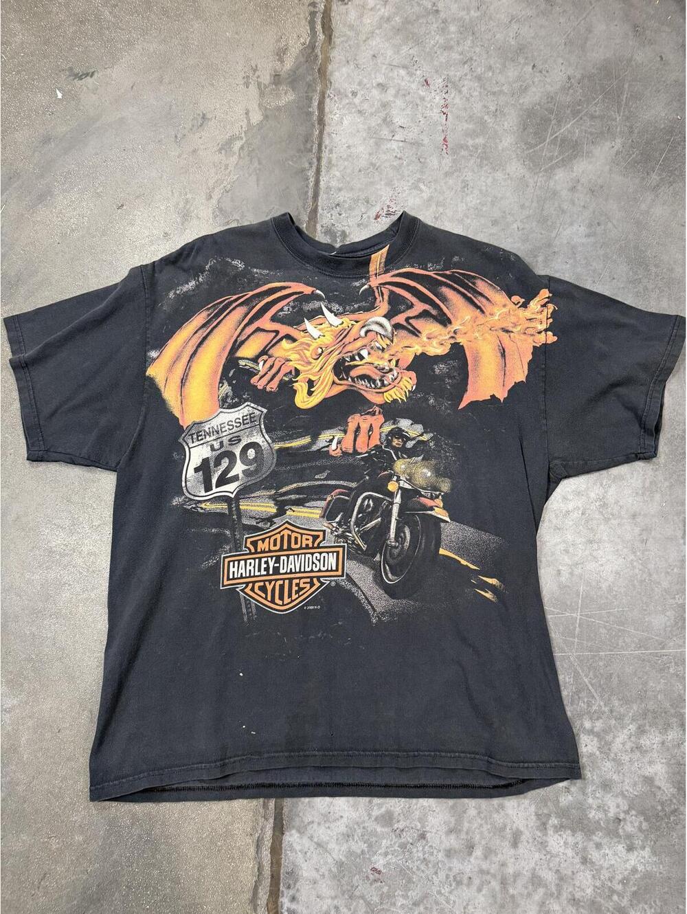Harley Davidson Smoky Mountain Tennessee Dragon Long Sleeve Shirt 3D Large 2009